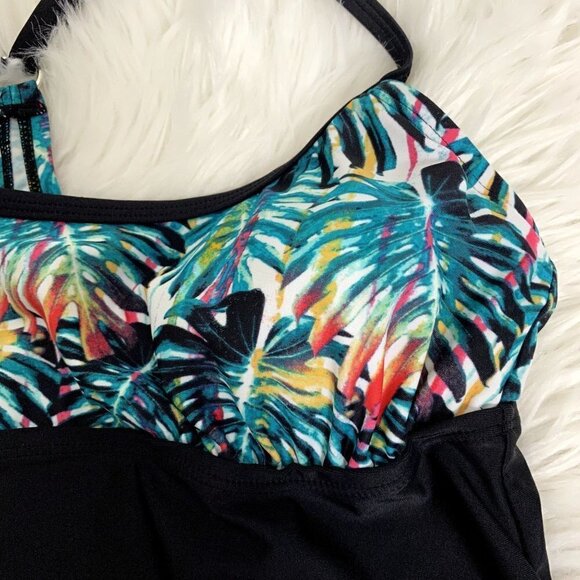 Adidas Womens Small Monstera Tropical Tankini Swim Top - Picture 3 of 9